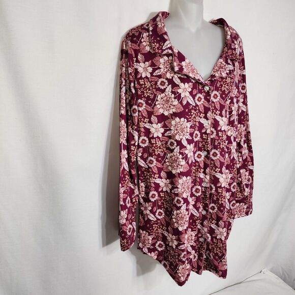 Thalia Sodi Women Sleep Shirt PJs Pajama Nightgown Top Medium Pink Floral Pocket - Picture 3 of 9